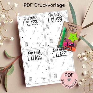 Fichier numérique, modèle d'impression PDF de cartes « Vous êtes en 1ère année », par exemple pour l'inscription à l'école, l'écolier, etc. — plus dans la boutique !