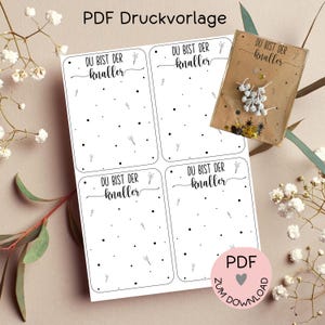 Digitale Datei, PDF-Druckvorlage Karten "Du bist der Knaller", z.B. zur Erstellung kleiner Geschenke, , -mehr im Shop!