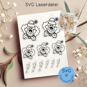 Archivo digital, archivo láser SVG "Clown & Confetti", p. ej. para crear pequeños regalos, carnaval, disfraces, etc., ¡más en la tienda!