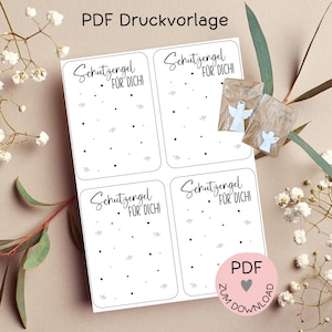 Archivo digital, tarjetas de plantilla para imprimir en PDF "Ángel de la guarda para ti", p. ej. para crear pequeños regalos, ángeles, ángeles de la guarda - ¡más en la tienda!