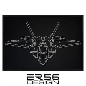 Leather Embroidered Stitch Fighter Jet F-22 Fighting Aircraft Inspired Wall Art - ER56Design Brand