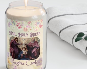Świeca zapachowa Hail, Holy Queen, 13,75 uncji, katolicka świeca do domowego ołtarza, świeca do różańca świętego, świeca Regina Caeli, świeca do nabożeństwa maryjnego