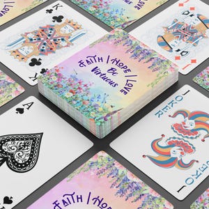 Glaube Hoffnung Liebe Poker Spielkarten, Christliche Tugenden Spielkarten, Theologische Tugenden Kartenspiel, Katholische Tonhöhe Karten