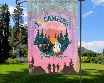 Camping North Carolina Garden Banner, NC Camping Flag, NC Campground Yard Flags, NC Campers Garden Flag, Carolina Camp Lovers Garden-vlag