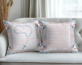 My Divine Mercy Chaplet Pillow Spun Polyester Pillow, Divine Mercy Pillow, Saint Faustina Prayer Pillow, Catholic Prayer Pillow