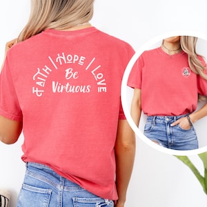 Faith Hope Love Tee, Simple CrossFit shirts, Catholic Gifts, Christian Athlete Shirts, Theological Virtues Tshirt, Religious retreat shirt