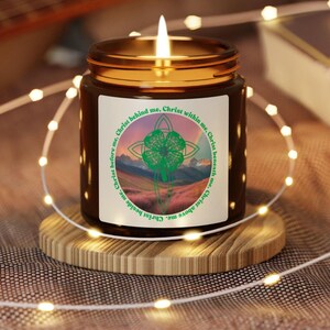 Vela de soja perfumada católica irlandesa sencilla (varios tamaños, frasco ámbar), vela de San Patricio, vela con citas de San Patricio, vela cristiana sencilla