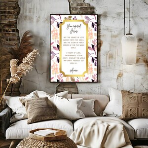 Boho St Faustina Divine Mercy Chaplet Opening Prayer Print, Catholic Prayers Wall Art, Catholic Home Decor, Saint Faustina, Fount of Life