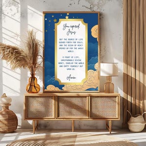 Starry St Faustina Divine Mercy Chaplet Opening Prayer Print, Catholic Prayers Wall Art, Catholic Home Decor, Saint Faustina, Fount of Life