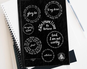 Fun Graphic Christian Journal - Ruled Line, Youth Catholic Journal, Simple Lectio Divina Journal, Bible quotes notebook, Catholic Mass book