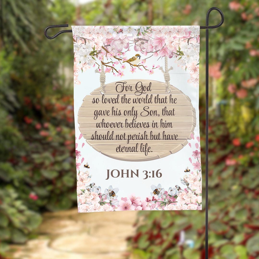John 3:16 Garden Banner, Easter Bible Verse Yard Flag, Easter Season ...