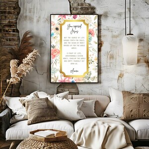 Floral St Faustina Divine Mercy Chaplet Opening Prayer Print, Catholic Prayers Wall Art, Catholic Home Decor, Saint Faustina, Fount of Life