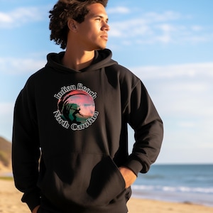 Indian Beach North Carolina Unisex Heavy Hooded Sweatshirt, Indian Beach NC Hoodie, Surfing Beach Hooded Sweatshirt, NC Crystal Coast Shirts
