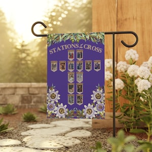 Katholische Kreuzweg-Gartenbanner, Fastengartenfahne, Ostergarten-Yard-Flagge, Christliche Hoffahne, Jesus-Christi-Passion-Flagge