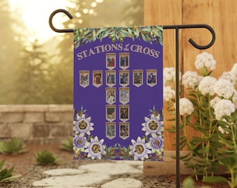 Catholic Stations of the Cross Garden Banner, Lent garden flag, Easter garden yard flag, Christian yard flags, Jesus Christ's Passion flag