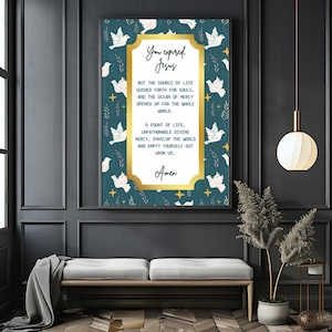 St Faustina Divine Mercy Chaplet Opening Prayer Print, Catholic Prayers Wall Art, Catholic Home Decor, Saint Faustina Decor, Fount of Life