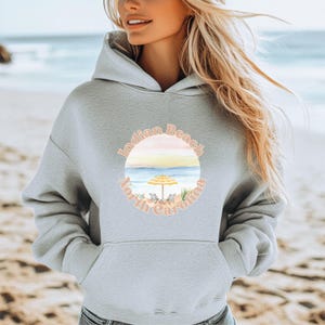 Indian Beach North Carolina Unisex Hooded Sweatshirt, Indian Beach NC Hoodie, Watercolor Beach Hooded Sweatshirt, NC Crystal Coast Shirts