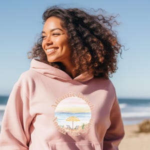 Atlantic Beach North Carolina Unisex Hooded Sweatshirt, Atlantic Beach NC Hoodie, Watercolor Beach Hooded Sweatshirt, NC Crystal Coast Shirt