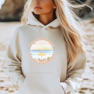 Crystal Coast North Carolina Unisex Hooded Sweatshirt, Crystal Coast NC Hoodie, Watercolor Beach Hooded Sweatshirt, NC Crystal Coast Shirts
