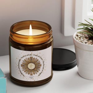 Holy Eucharist Scented Soy Candle (Multi-Size, Amber Jar), Jesus Christ prayer candle, Catholic Rosary candle, Simple Christian candle