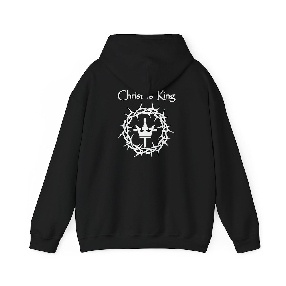 Christ Is King Unisex Heavy Blend™ Hooded Sweatshirt, Jesus Christ Crown And Cross Hoodie, Jesus Christ Rex Christi Shirt, Lent Sweatshirts