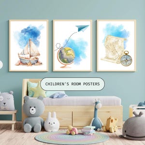Explore nursery Wall Art, Travel Nursery Print, Boys Room Decor, Baby Boy Nursery Prints, Adventure Set of 3 prints - DIGITAL DOWNLOAD