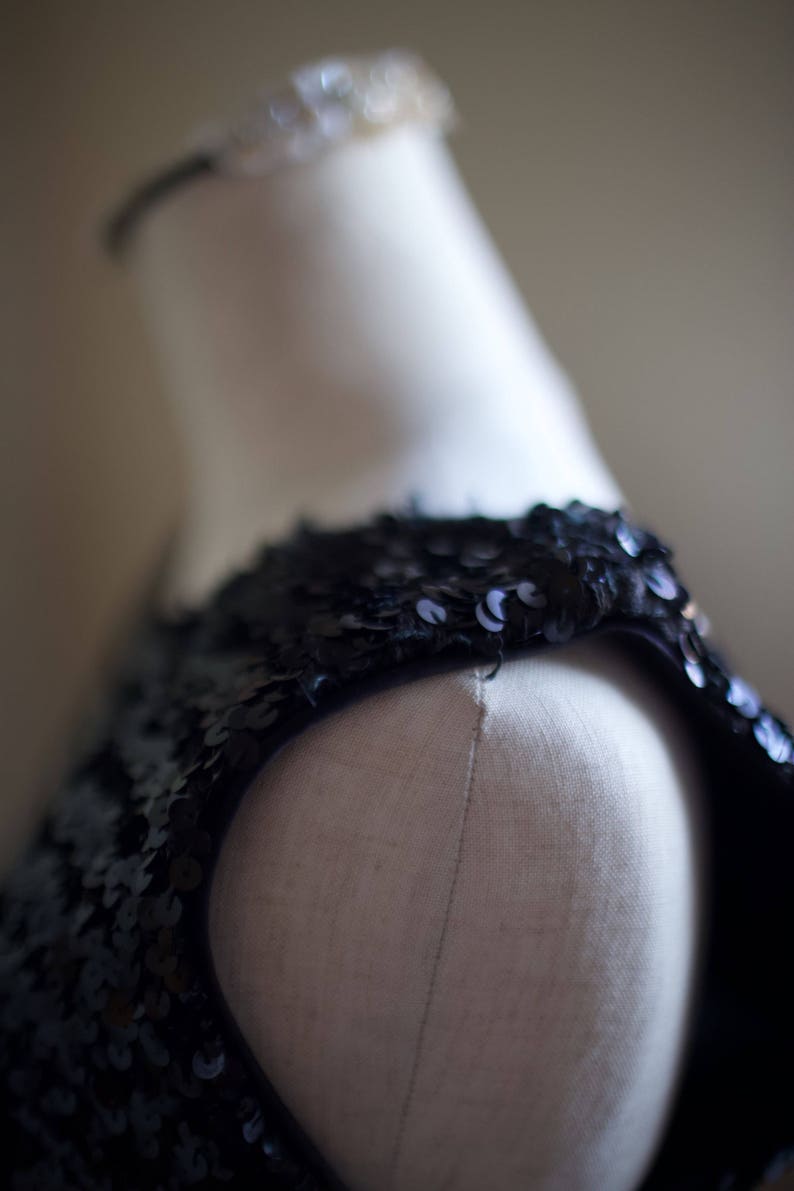 Vintage 1960s Black Sequins Dress