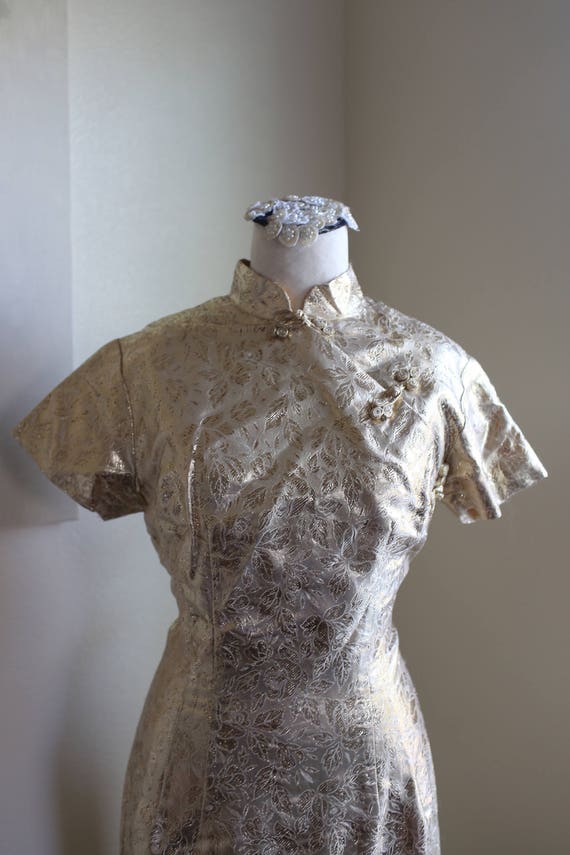 1960s Gold Oriental Dress lamé