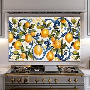 Baroque and Rococo Style Kitchen Backsplash, Tempered Glass Backsplash Behind Stove, Copper Design Kitchen Backsplash , Shatterproof, Rustic