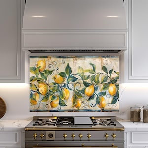 Baroque and Rococo Style Kitchen Backsplash, Tempered Glass Backsplash Behind Stove, Copper Design Kitchen Backsplash , Shatterproof, Rustic