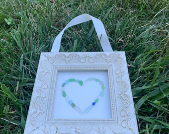 Lake Erie Beach Glass Heart Picture Framed Lake Erie Ohio