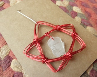 One Red Star Wire Ornament Beach Glass Lake Erie ohio