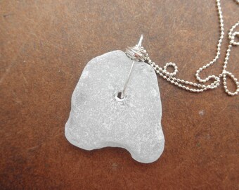 Large Washington State Sea Glass Necklace Frosted White