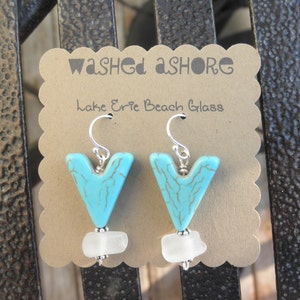 Chevron Beach Glass Earrings Lake Erie Ohio image 2