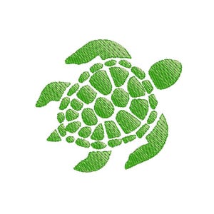 Puede incluir: Una silueta de tortuga marina verde con un diseño de caparazón detallado. La tortuga está mirando hacia la derecha y tiene un diseño simple y estilizado.
