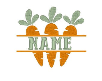 Carrot Trio Spring Easter Baby Boy Girl Kids Name Frame Cute Gift Embroidery Design MULTIPLE SIZES (Instant Download)