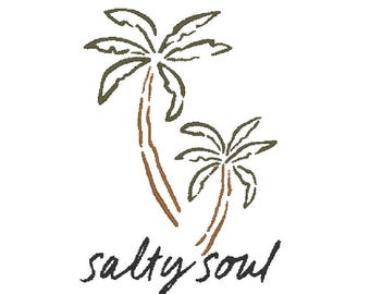 Salty Soul Boho Beach Palm Tree MULTIPLE SIZES Embroidery Design (Digital Download)