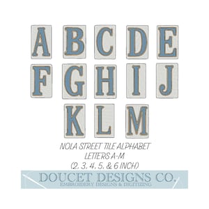 Azulejos de Nola Street con letras A-M (tamaños: 2, 3, 4, 5 y 6 pulgadas de alto). Diseño de bordado para aceras de Nueva Orleans, Luisiana, descarga instantánea.