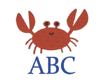Crab Summer Spring Ocean Beach Baby Boys Girls Kids Monogram Shower Gift Embroidery Design MULTIPLE SIZES (Instant Download)
