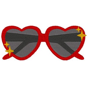 Heart Sunglasses Retro Valentines Day Love Sunnies Trendy Embroidery Design File MULTIPLE SIZES 4x4 5x7 Digital Instant Download