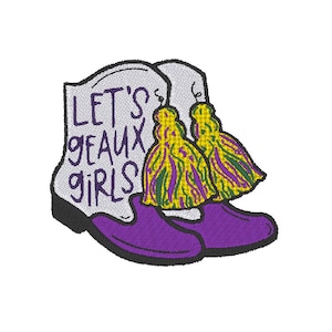 Let's Geaux ガールズ マルディグラ マーチング バンド タッセル ブーツ ニューオーリンズ 複数のサイズ 刺繍デザイン ファイル 4x4 5x7 デジタル インスタント ダウンロード