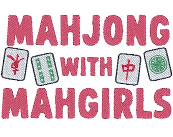 Mahjong With Mahjgirls Tiles Game Embroidery Design MULTIPLE SIZES (Digital Download)