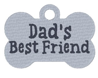 Dad's Best Friend Dog Tag Pet Embroidery Design MULTIPLE SIZES (Instant Download)