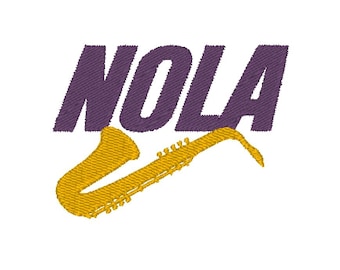 Nola Saxophone FIVE SIZES Music New Orleans Louisiana Funny Hat Shirt Embroidery Design File 4x4 5x7 Digital Instant Download