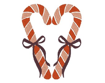 Candy Cane Heart Embroidery Design, Bows MULTIPLE SIZES (Instant Digital Download)