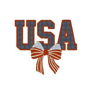 Vintage USA American Flag Bow Coquette Southern Fourth 4th of July Summer Embroidery Design File MULTIPLE SIZES 4x4 5x7 Instant Download
