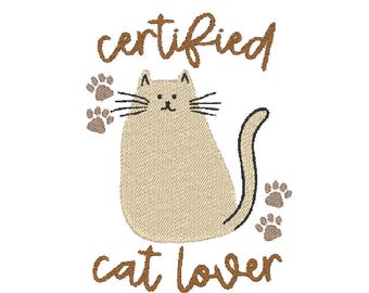 Certified Cat Lover Kitten Embroidery Design MULTIPLE SIZES (Instant Download)