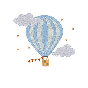 Hot Air Balloon Sky Clouds Baby Boy Girl Kids Name Monogram Shower Gift MULTIPLE SIZES Trendy Embroidery Design 4x4 5x7 Instant Download
