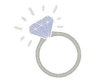 Engagement Ring Wedding Bride Embroidery Design MULTIPLE SIZES (Digital Download)