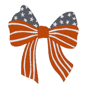 USA American Flag Bow Coquette Southern Fourth 4th of July Summer Embroidery Design File MULTIPLE SIZES 4x4 5x7 Digital Instant Download